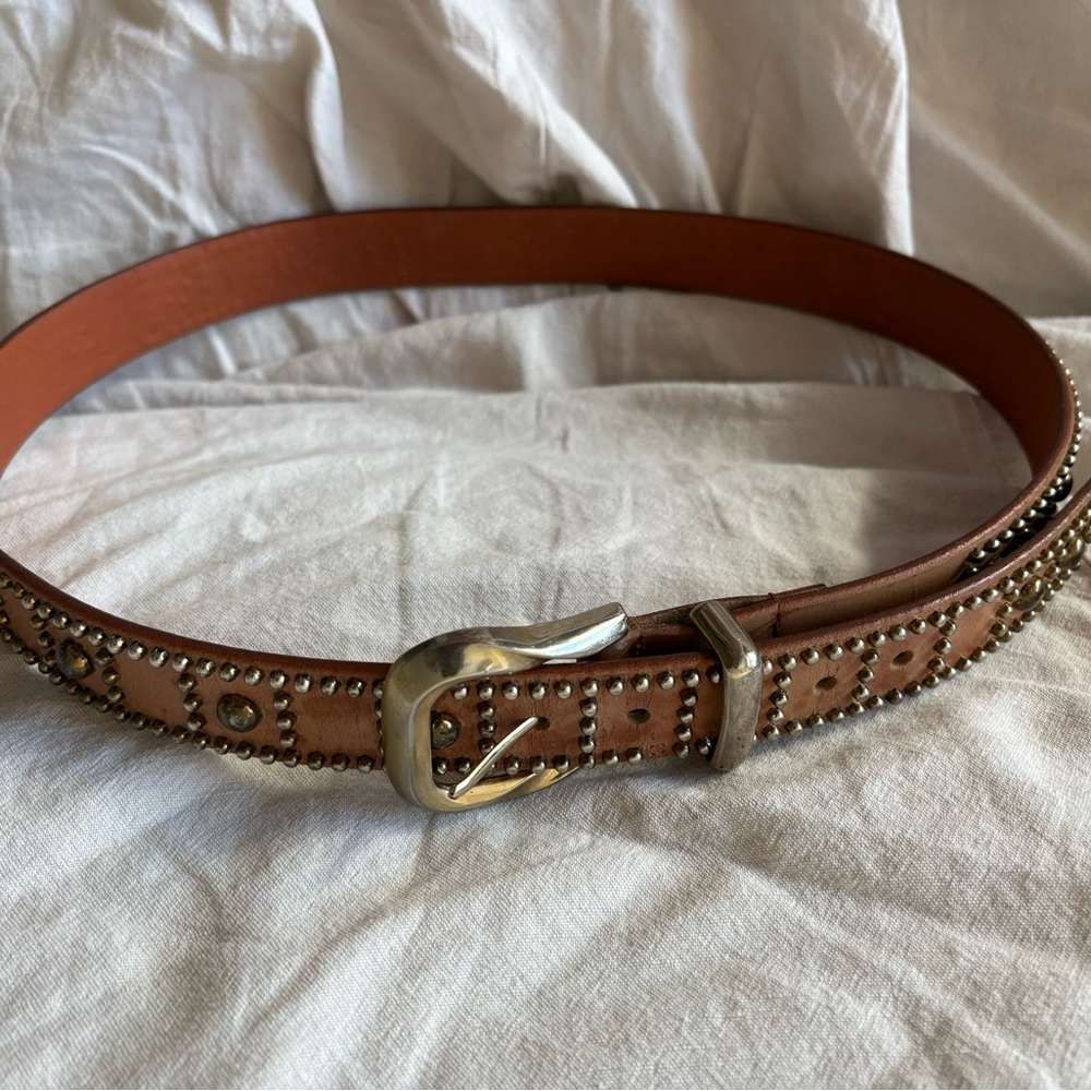 Vintage Brown Studded Leather Belt | Y2K Western Rocker Womens